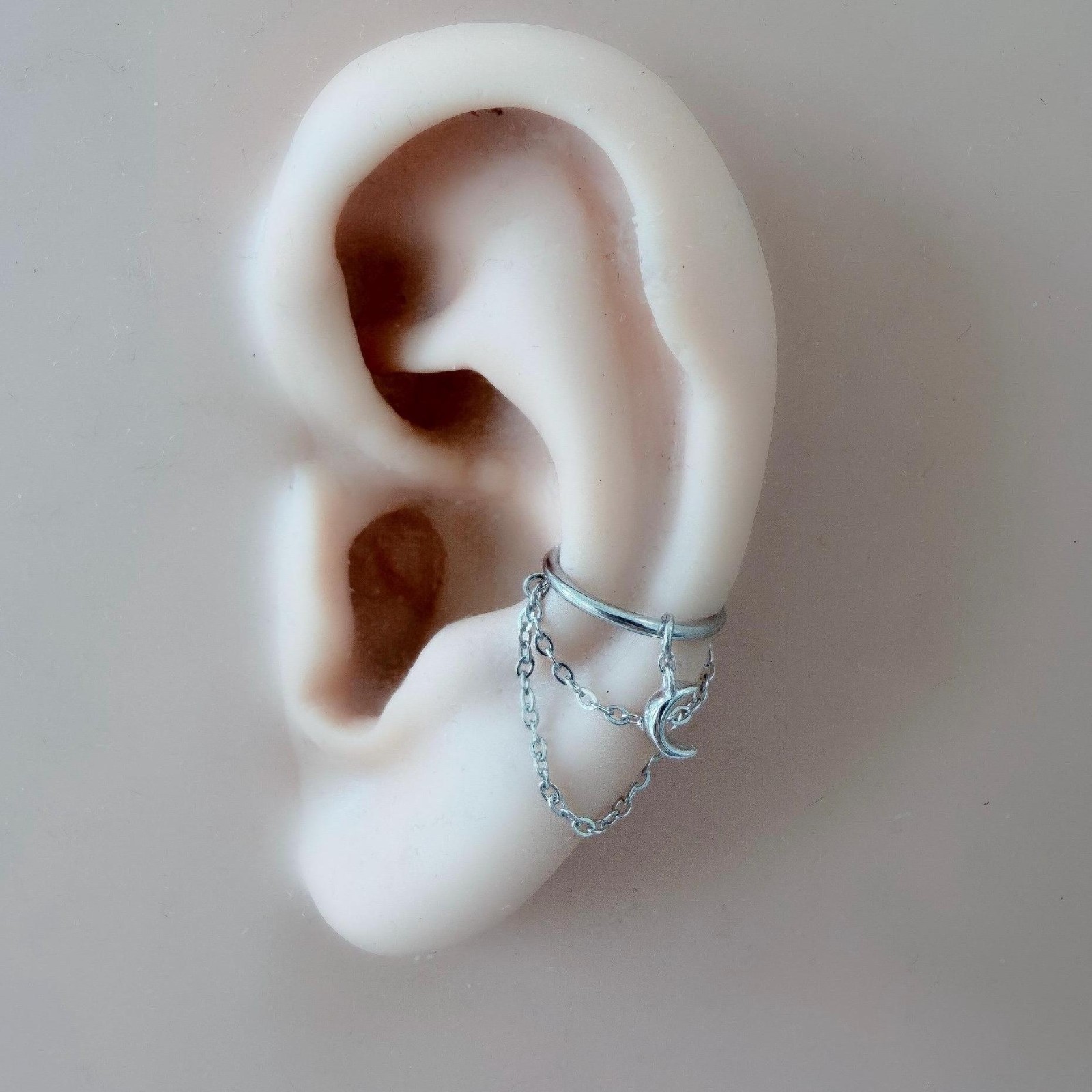 Handmade 6mm-12mm 18g 16g Stainless Dainty Moon Star Helix Hoop, Conch Hoop
