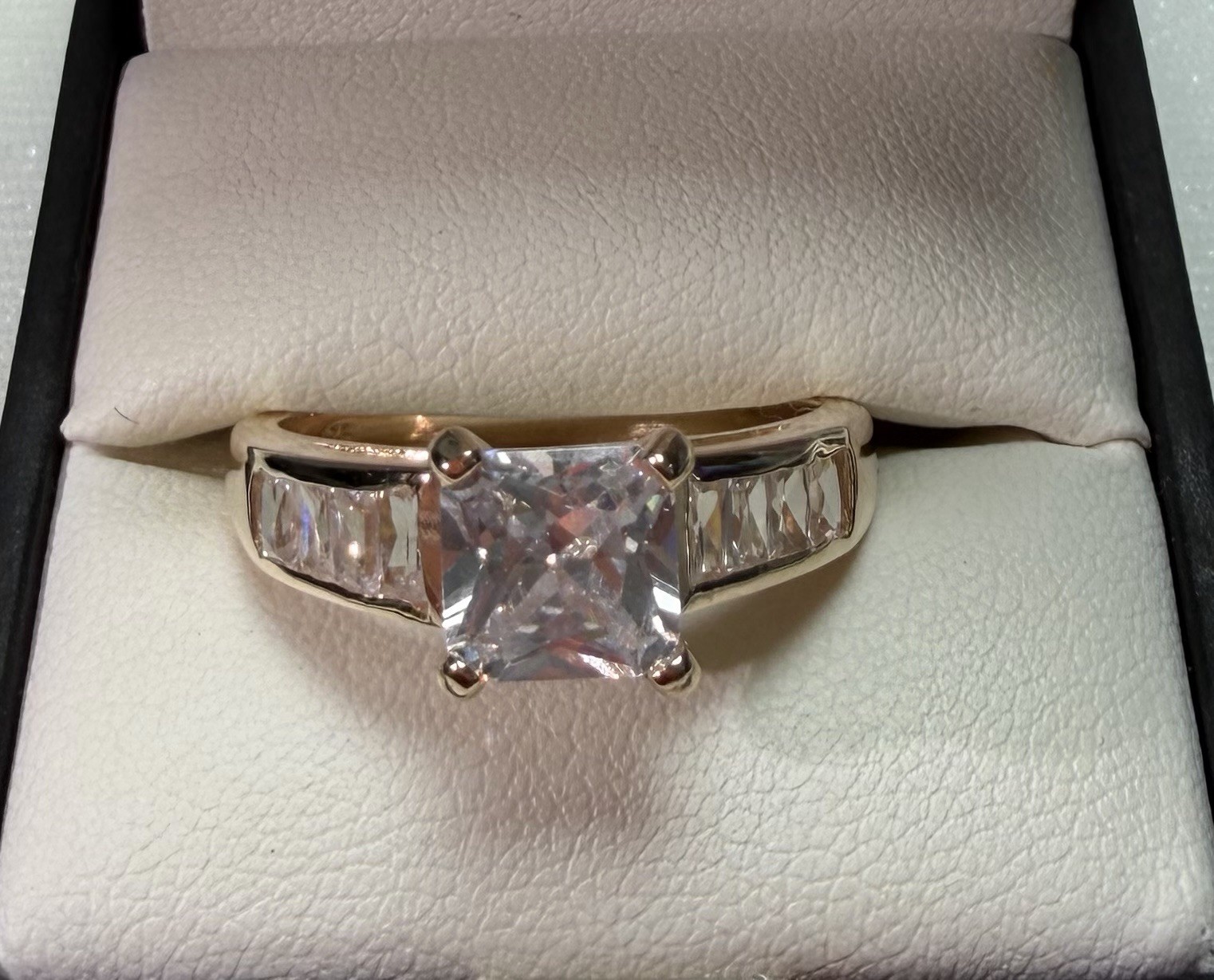 Gold Plated Silver 925 Cubic Zirconia Bridal Set Ring Size S