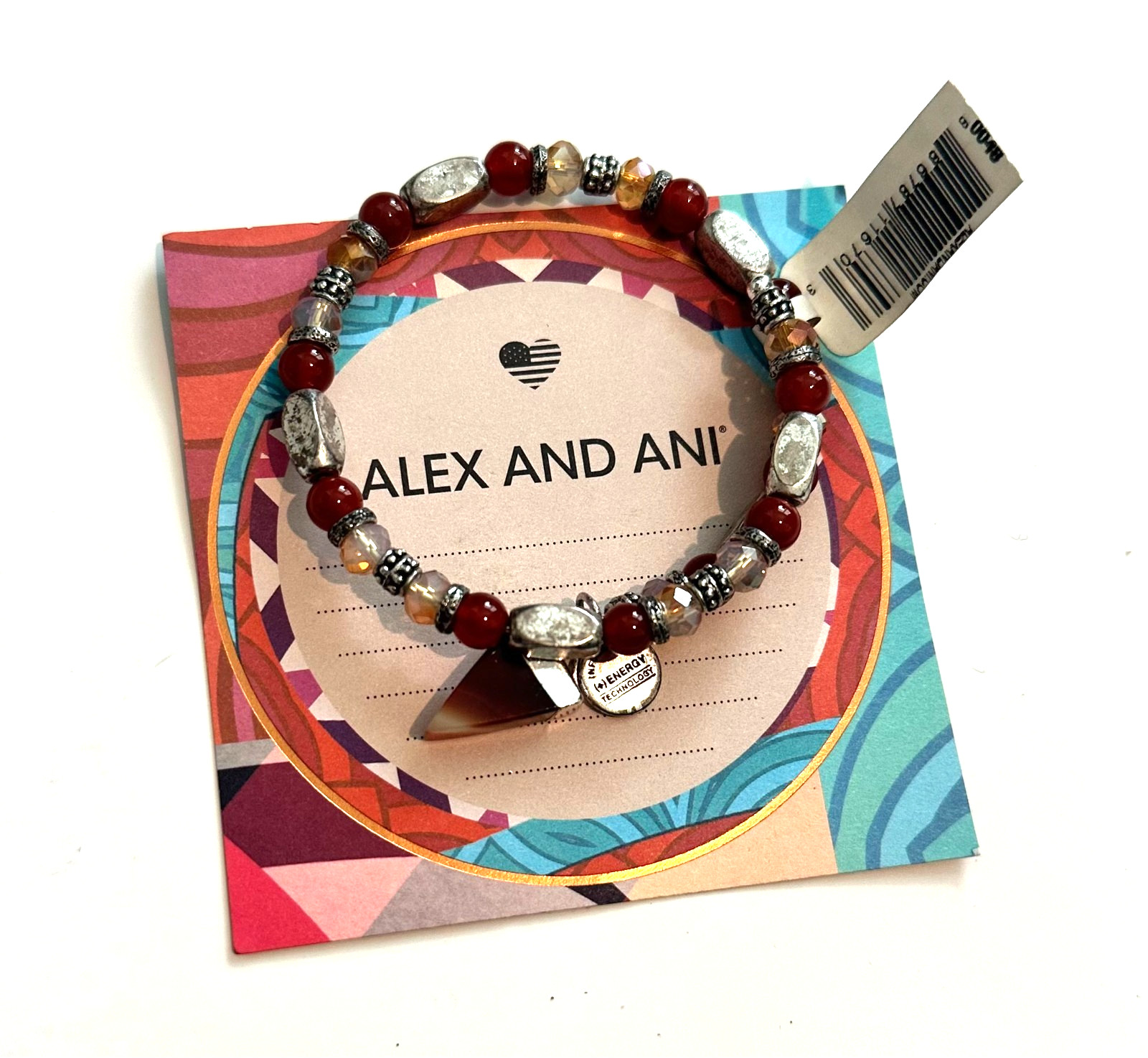 Authentic Alex and Ani Red and Rafaelian Silver Bracelet New With Tags