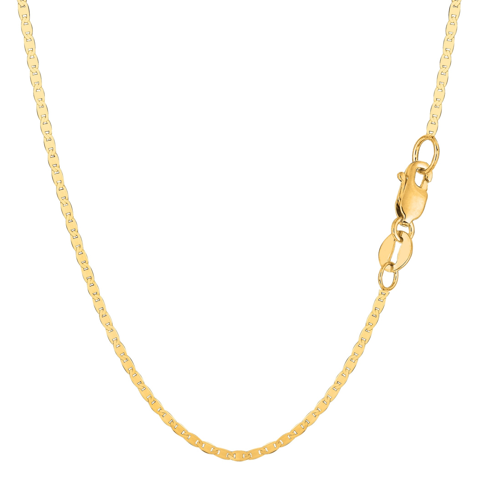 10k Yellow Real Gold Mariner Link Chain Necklace, 1.7mm, 20″