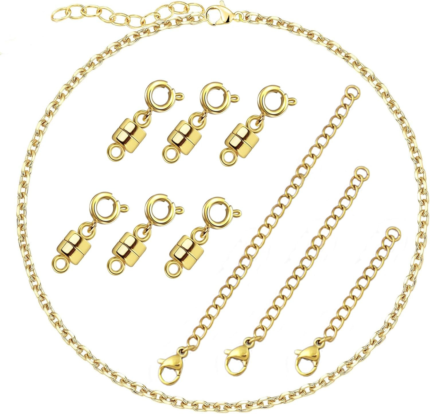 6Pcs14K Necklace Extender Clasp 1Pcs Gold Necklaces for Women+3 Pcs 18K Necklace