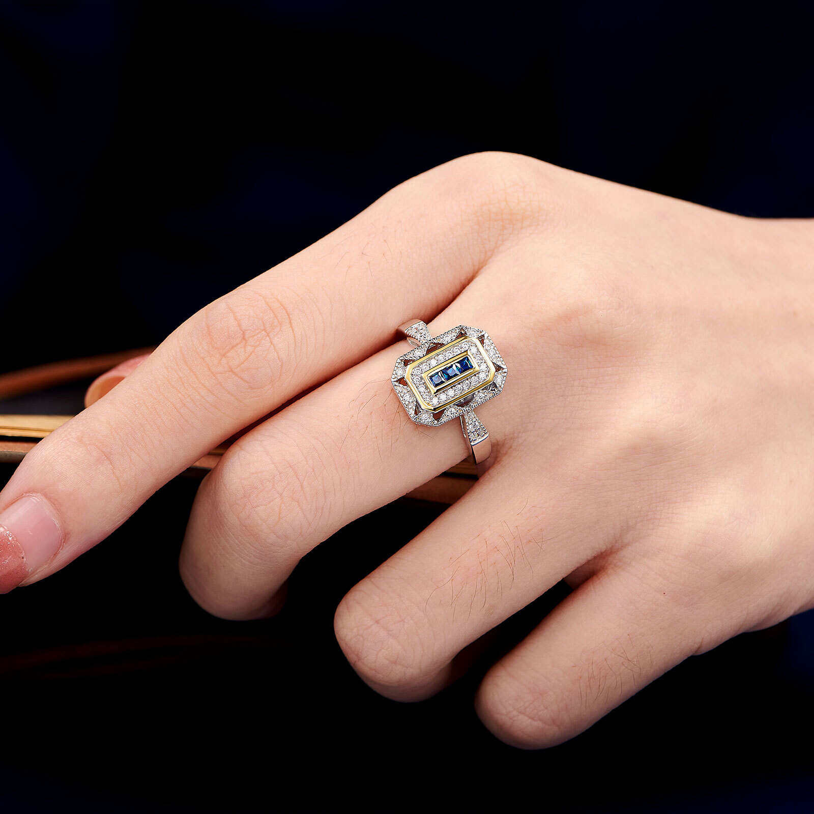 Vintage Lab-created Blue Sapphire Engagement Rings Sterling Silver Promise Ring