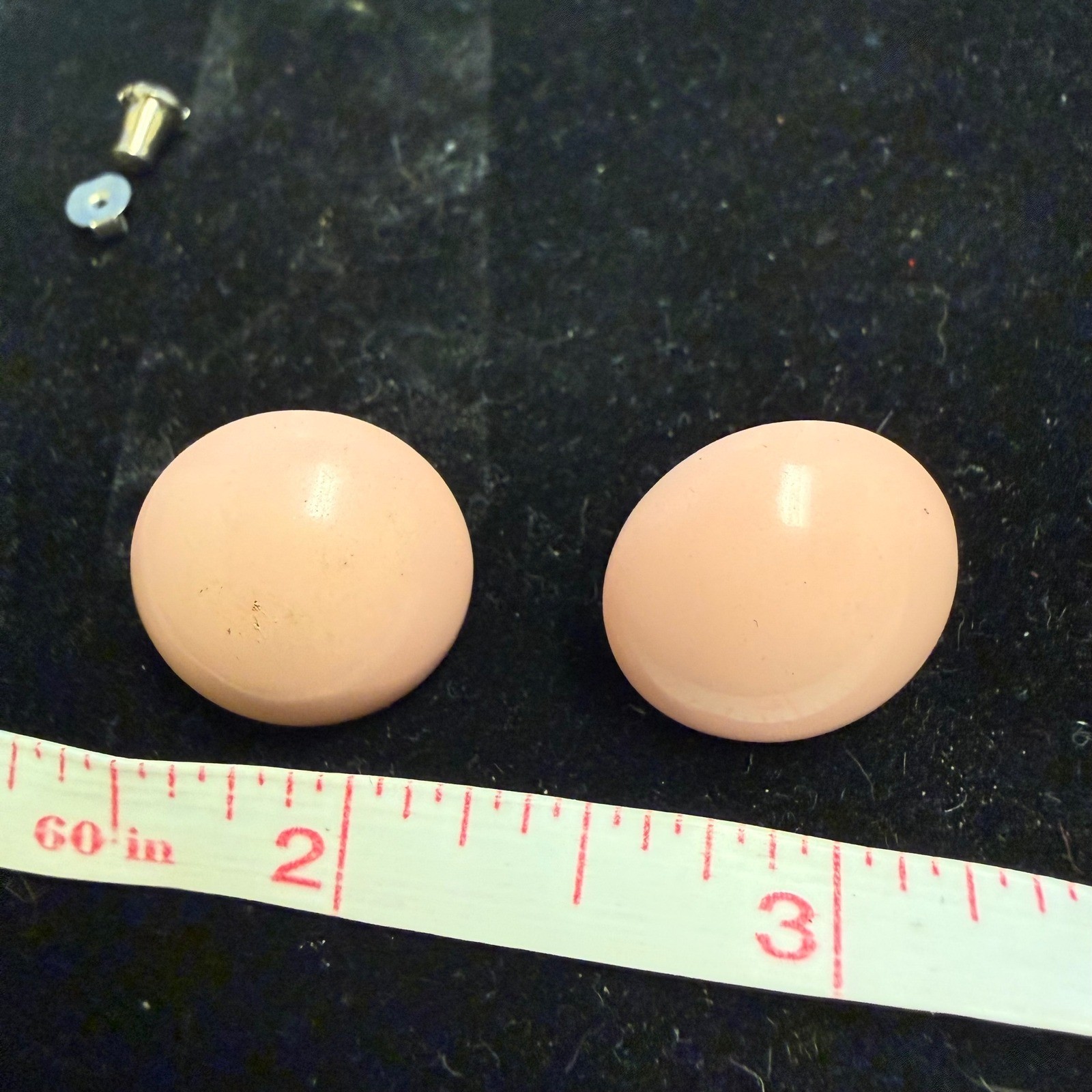 Vintage Light Pink Enamel Dome Stud Earrings Retro Round Button Posts Glossy