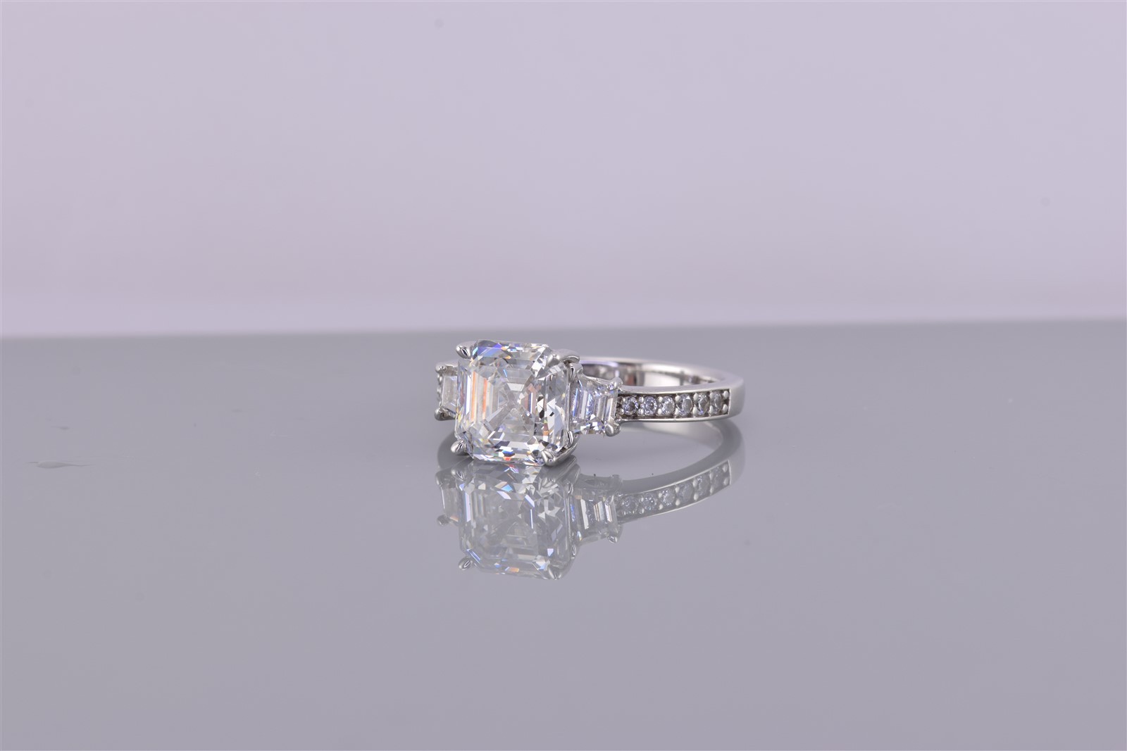 Sterling Silver Radiant Cut Cubic Zirconia Accented Band Ring 925 Sz: 7
