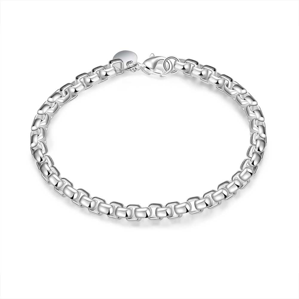 Sterling Silver Plated Bracelet 8 Inches 4.5MM Lobster L296