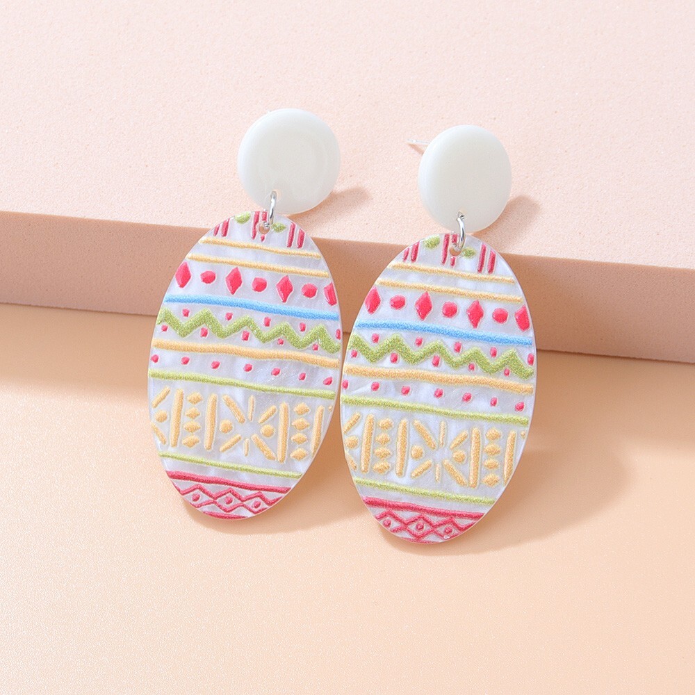 Embossed patterned resin earrings – 5.5 x 2.5cm – drop earrings