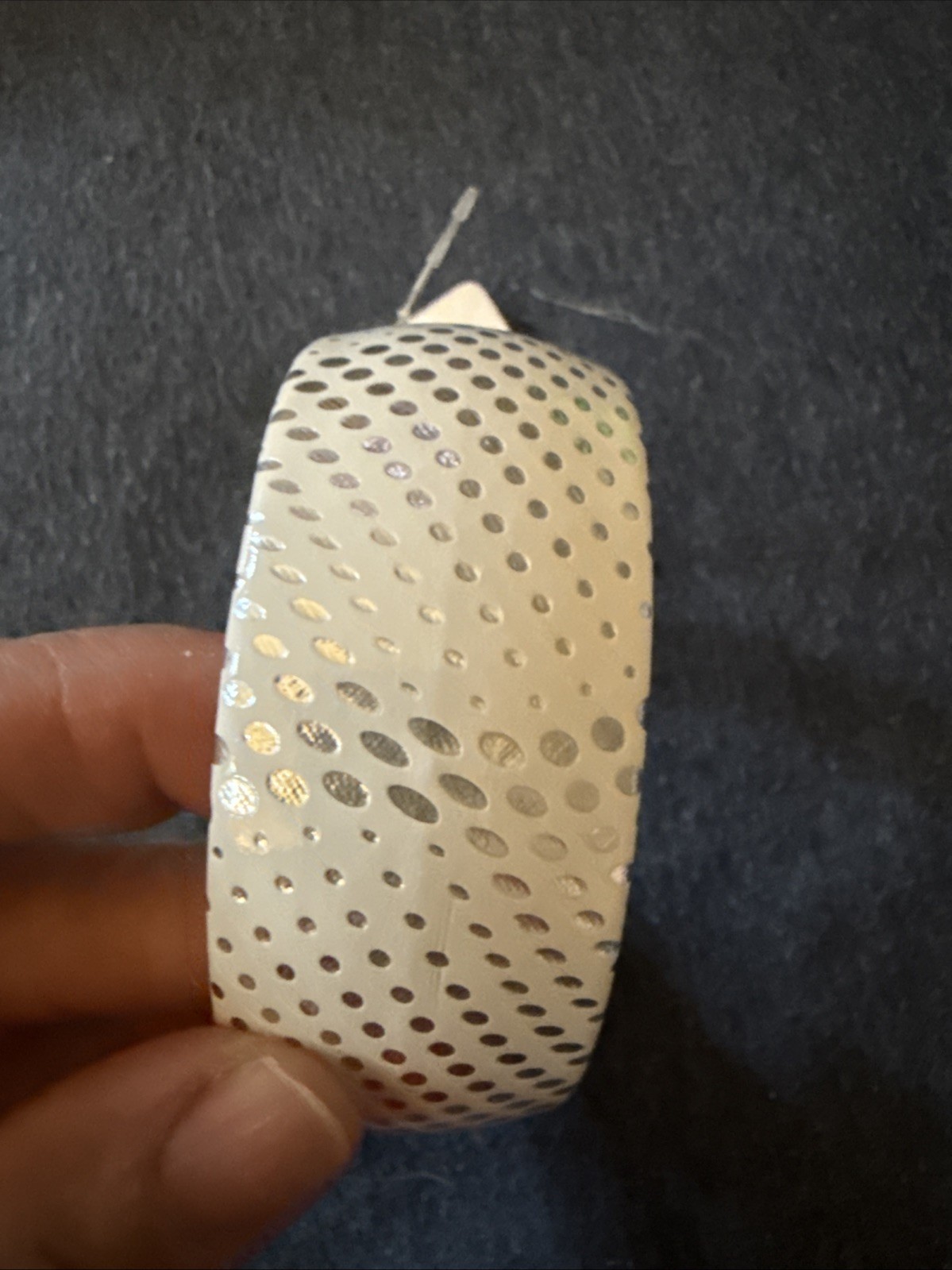 White & Silver Print Bangle Bracelet Fits Up to 8″ wrist