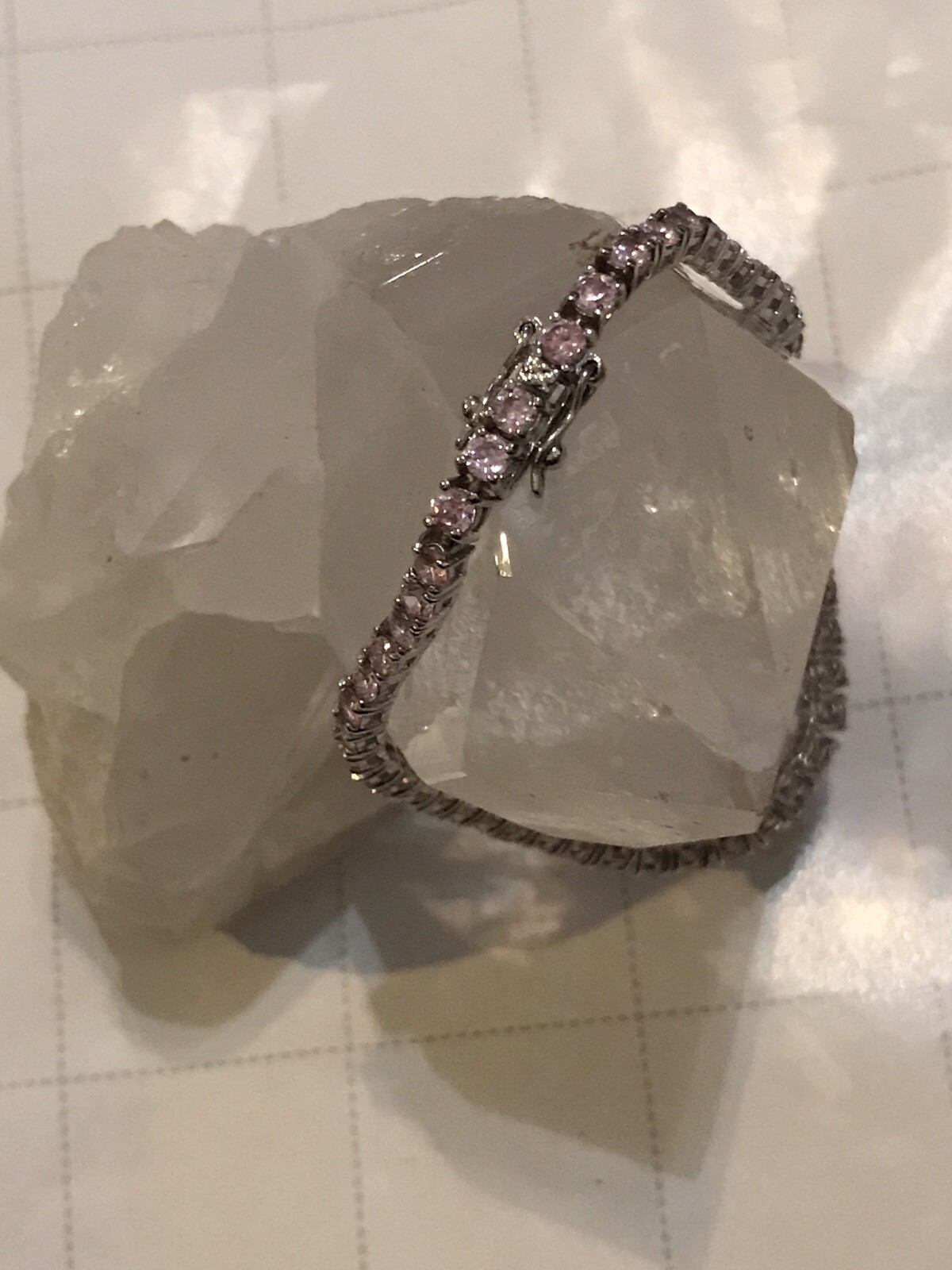 Elegant Jewelry Collection Pink Stone Silver Tone Bracelet See Images See Clasp