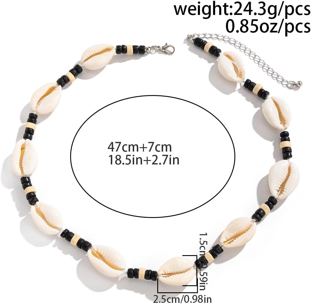 Puka Shell Necklace Men Beaded Beach Necklaces for Men Surfer Necklace Black Bro