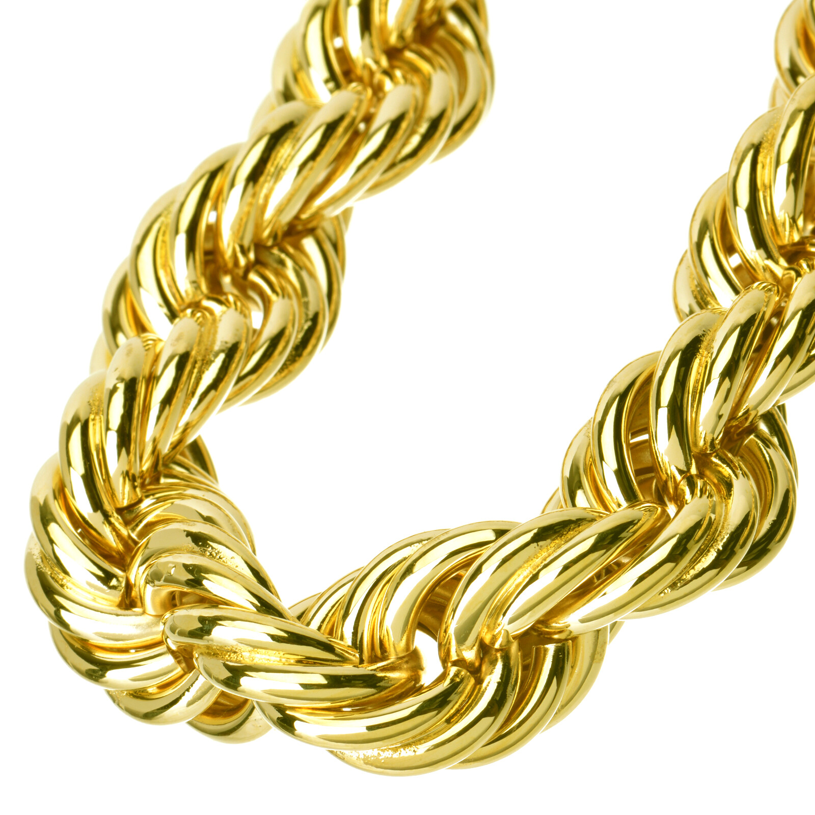 Hip Hop Gold Plated 16 mm Hollow Chunky Rope Dookie Chain Necklace 30″ or 36″