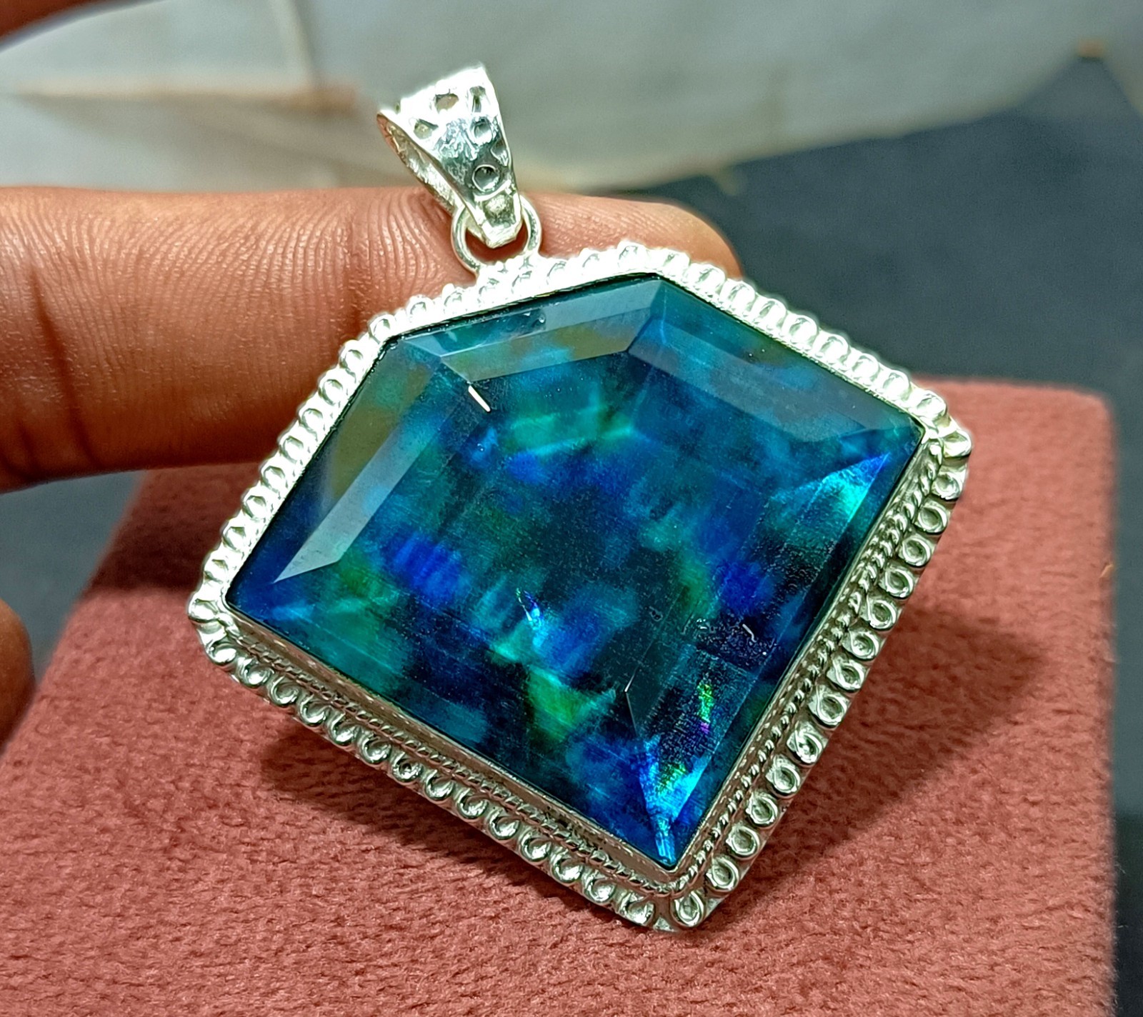 117.75 Ct Natural Ammolite 925 Solid Silver PENDANT GIE Certified Gemstone