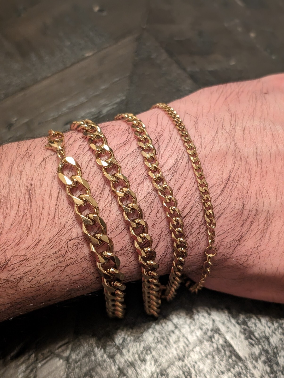 4/5/7/8MM Width Bracelets Stainless Steel Classic Cuban Chain Gold Plated Unisex