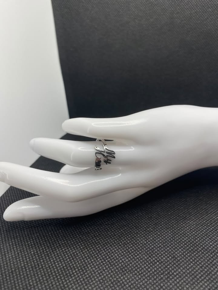 Customized Silver Initial Letter Ring Script Personalized Jewelry Women Size 7