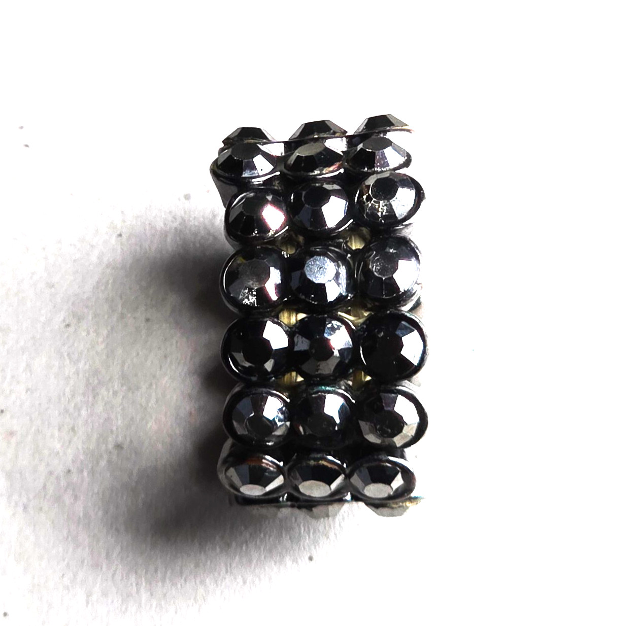 Black Crystal Pave Stretch Dome Ring Elastic Adjustable Costume