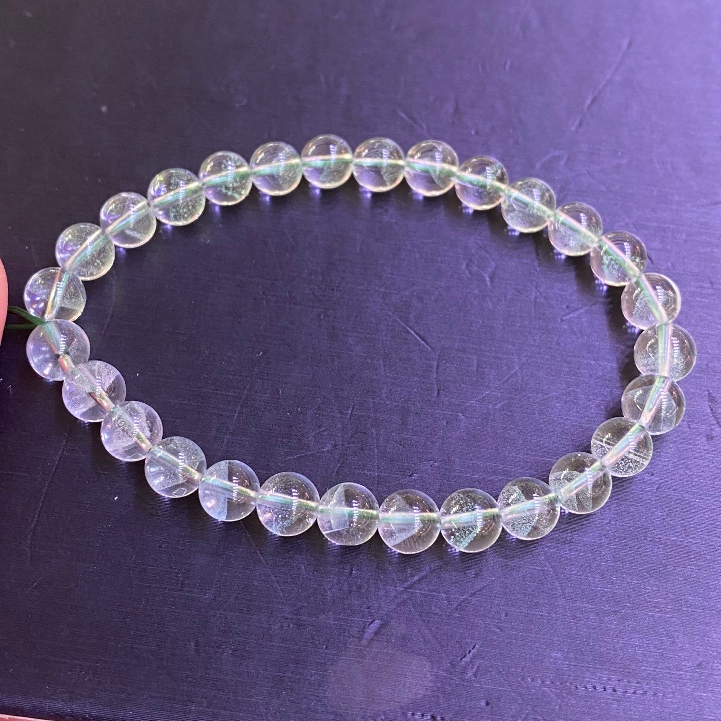 6.8mm Natural Pyramid Green Phantom Quartz Crystal Beads Bracelet AAAA