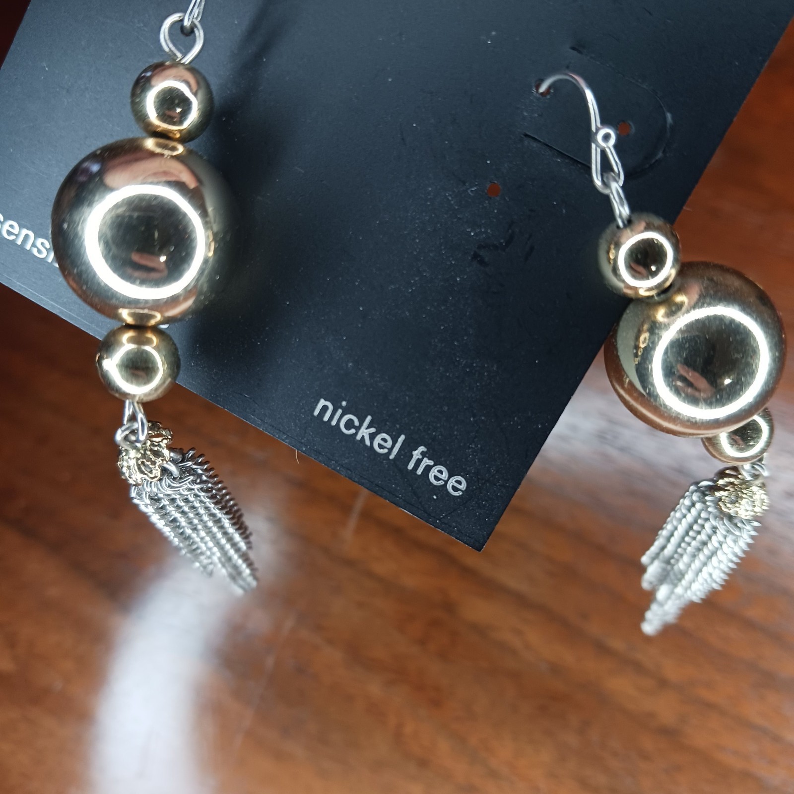 Sterling Silver Earrings Dangle Tassel Bead & Hook Sensitive Ears Nickle Free