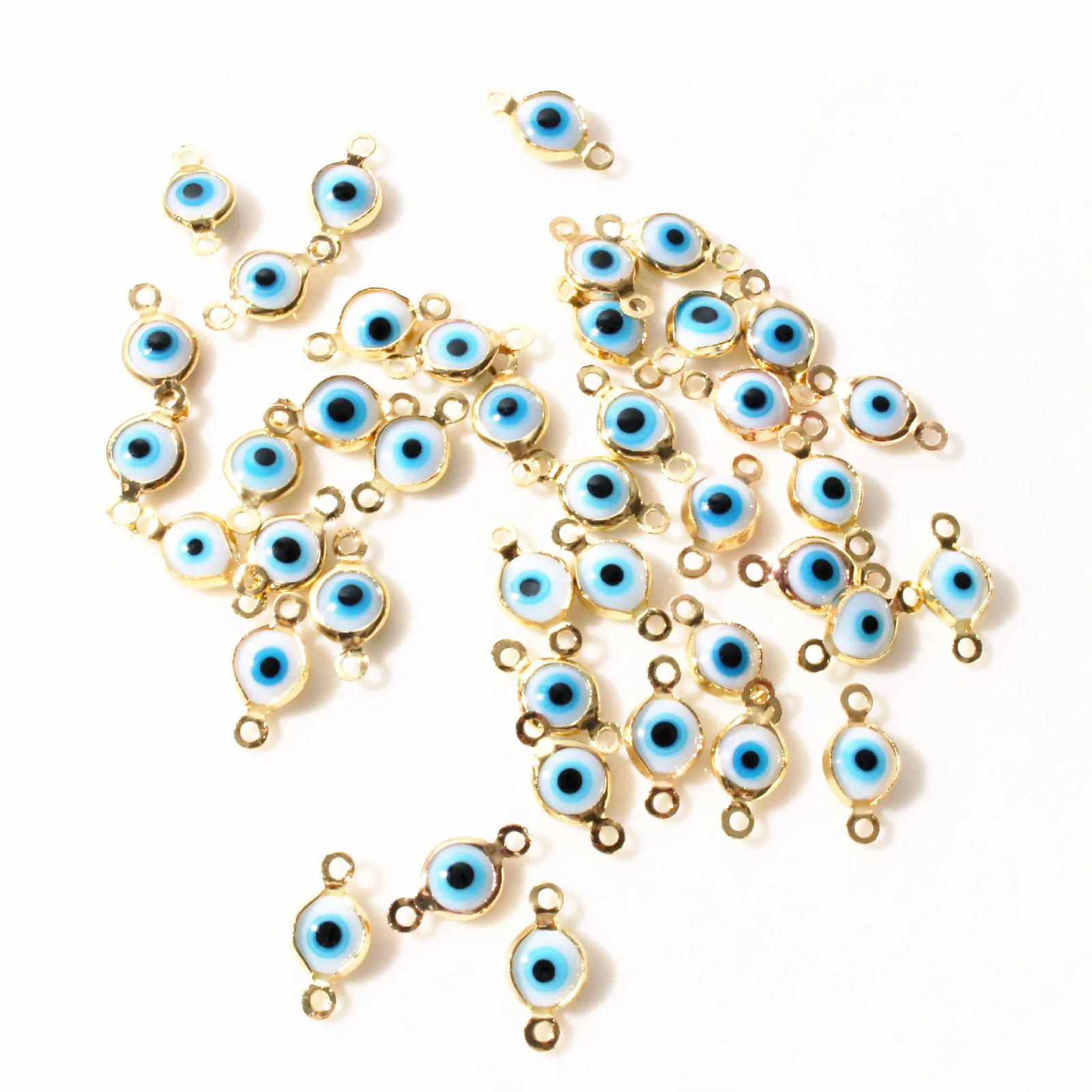 40Pcs/Lot LUCKY EYE Turkey Evil Eye Gold /Silver Color Tone Charms Connectors Be