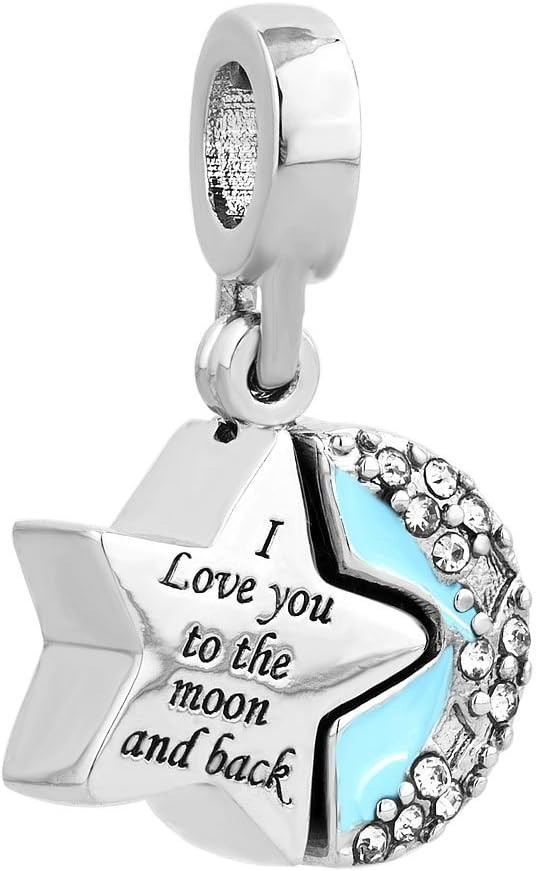 Heart I Love You to The Moon and Back Charm Beads for Bracelets
