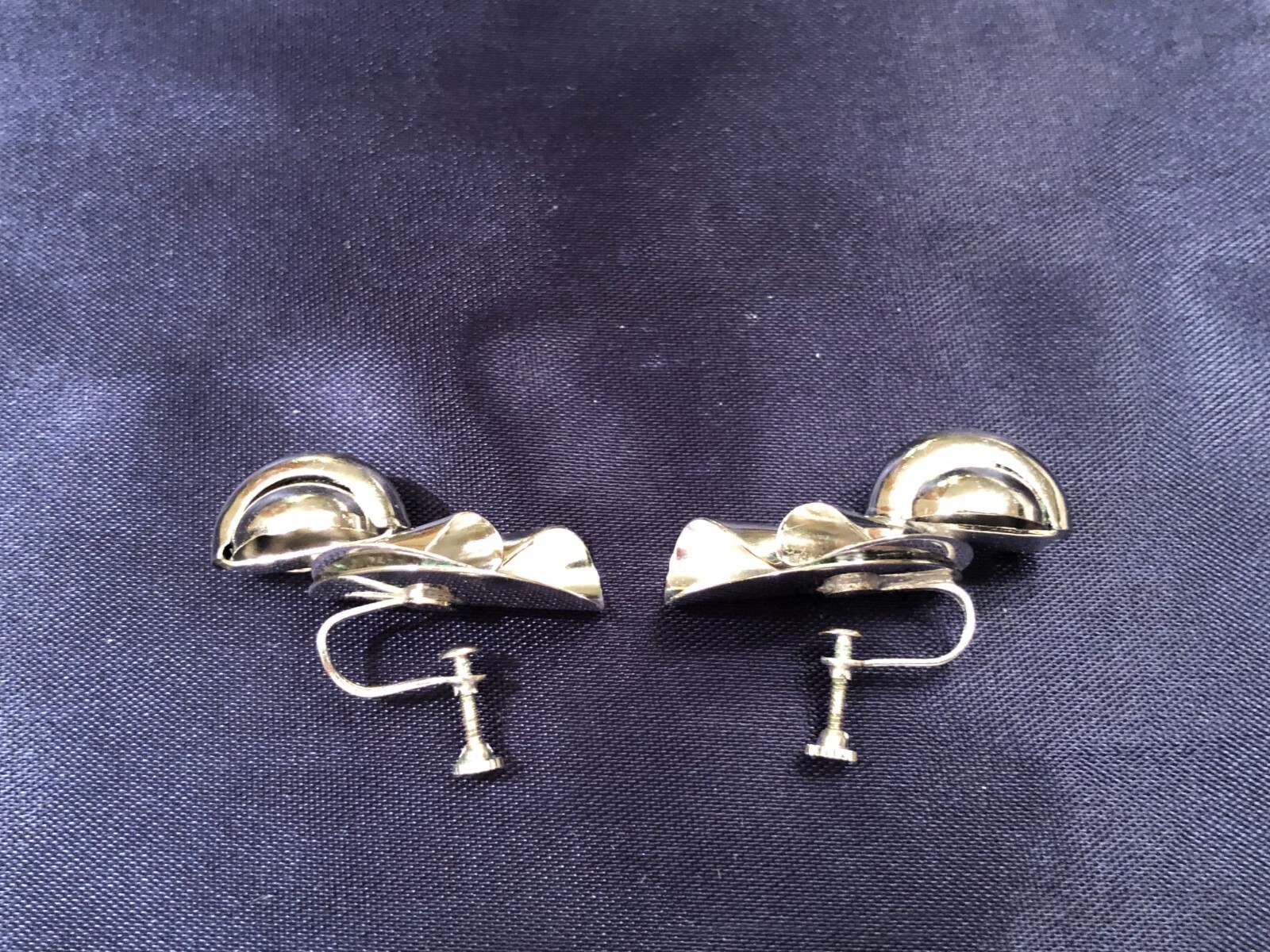 Vintage Silver Tone, Art Deco, Art Nouveau, Ball & Cone, Metal, Earrings