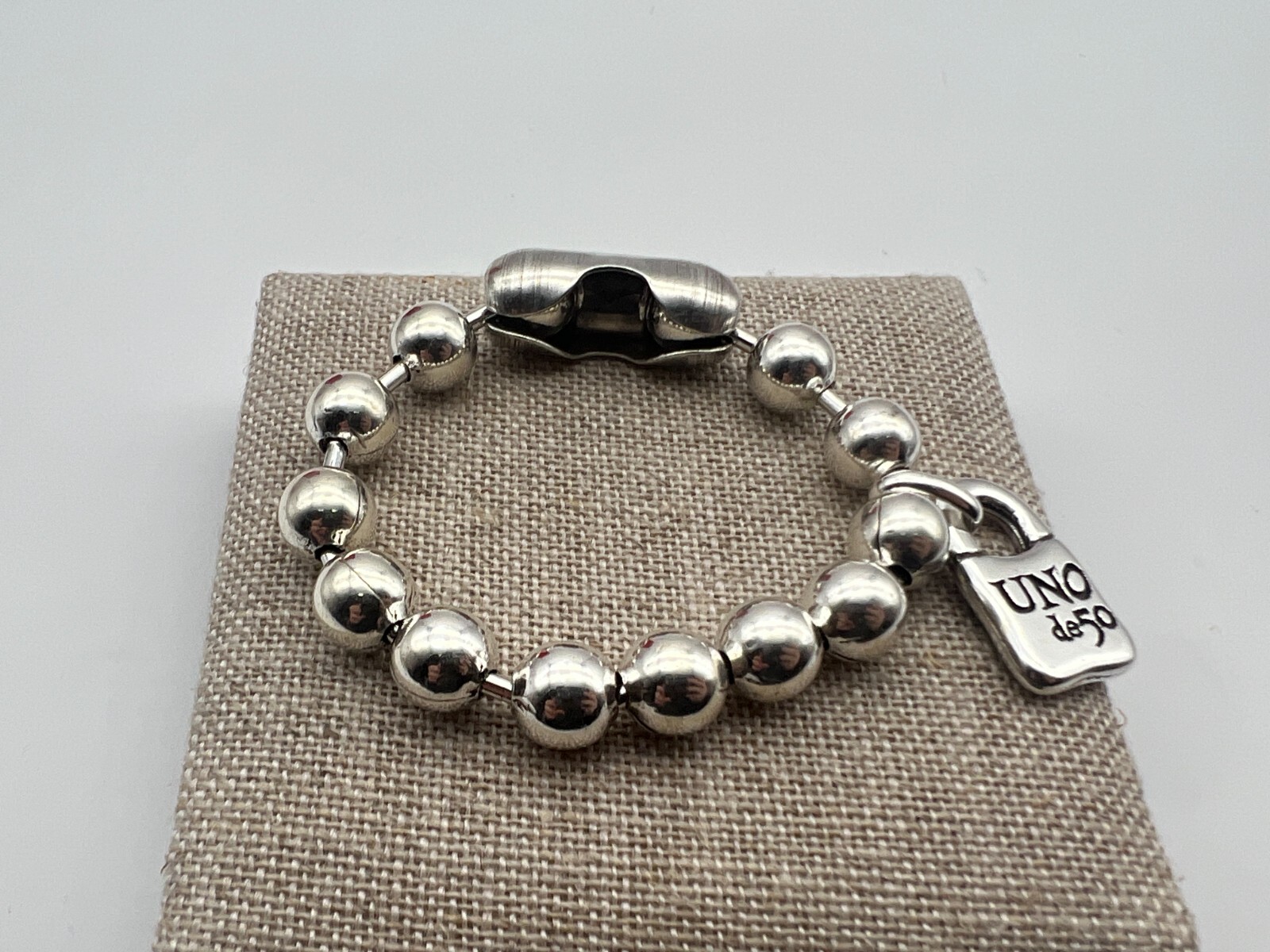 NEW Uno de 50 SNOWFLAKE Bracelet Sterling Silver Plated Beads Size Medium