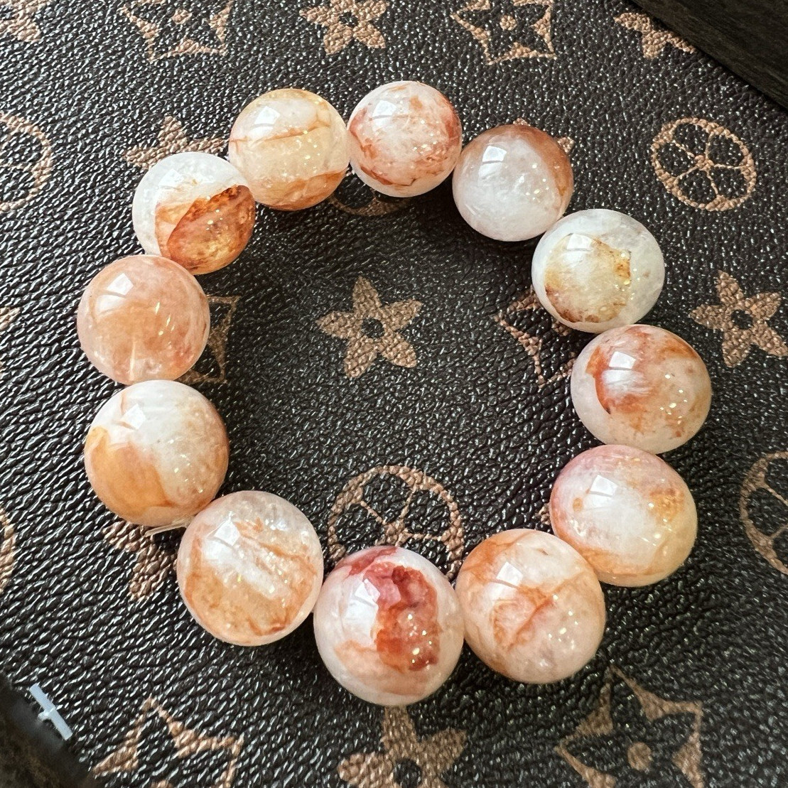Vivid Fanta Orange Red Flower Quartz Bracelet 20mm+ Natural Crystal Energy Stone