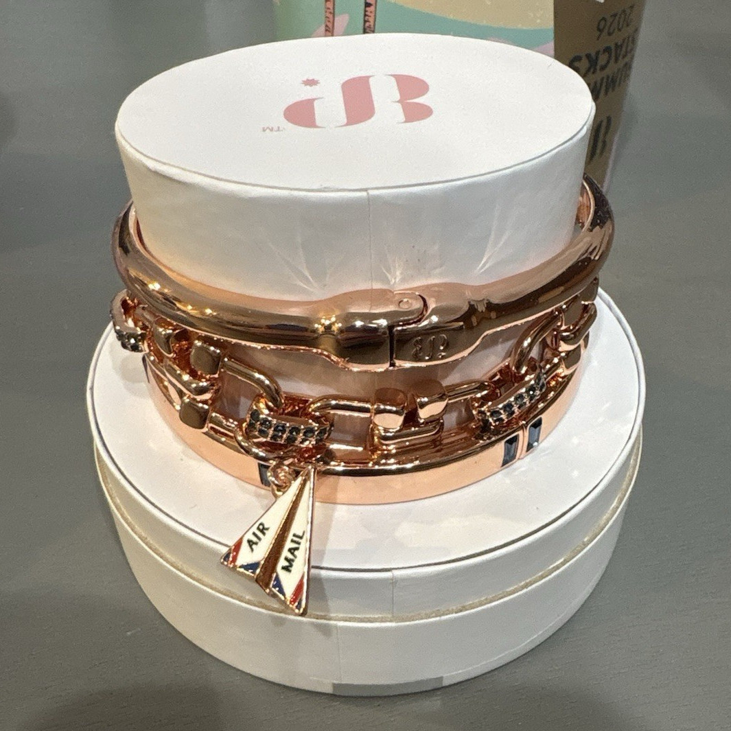 BP Rose Gold Plated Lab-Created Stones Bangle Charm Bracelet ST60532