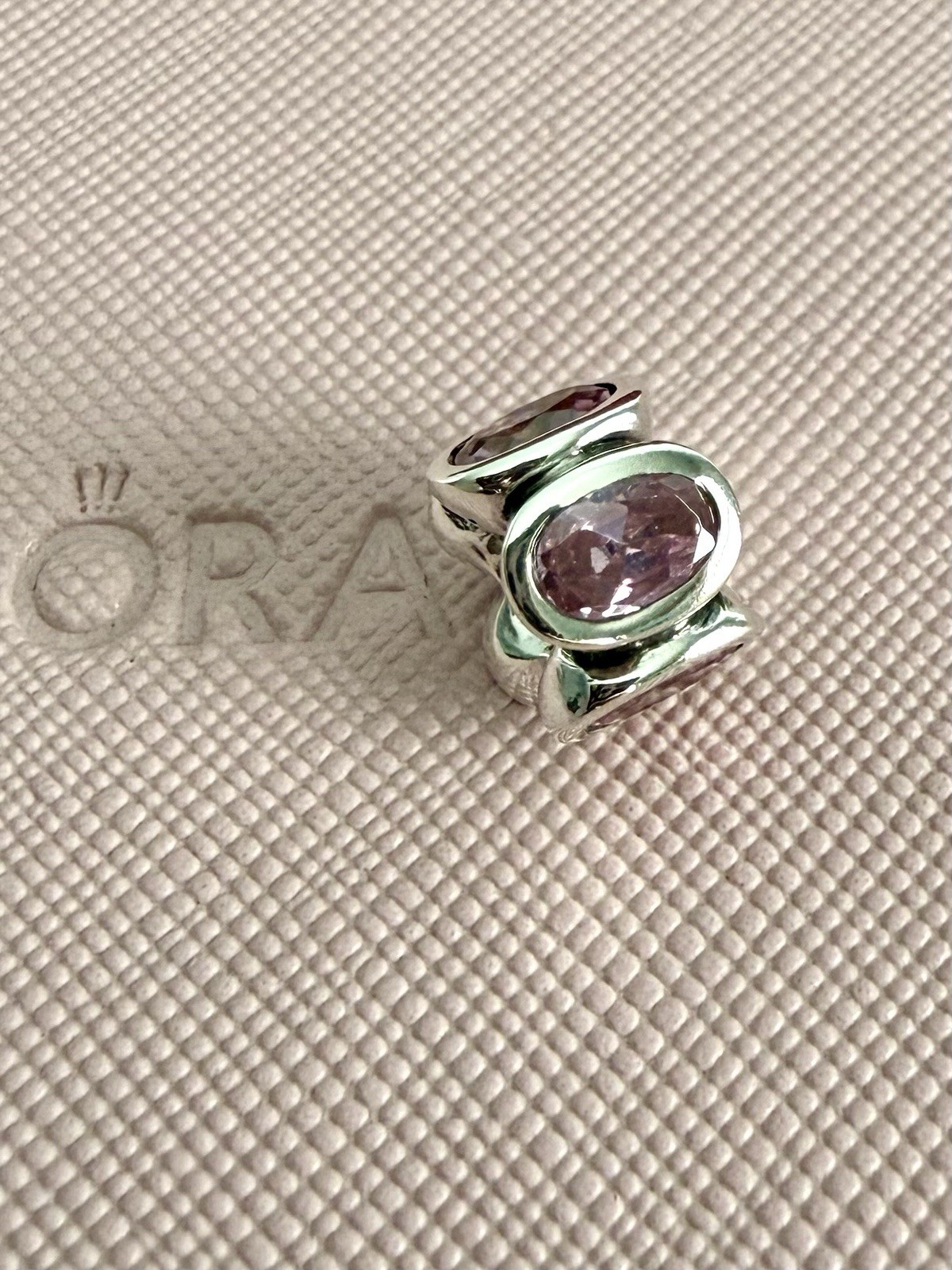 Pandora Sterling Sliver Pink Oval Lights CZ Charm #790311PCZ RETIRED Authentic