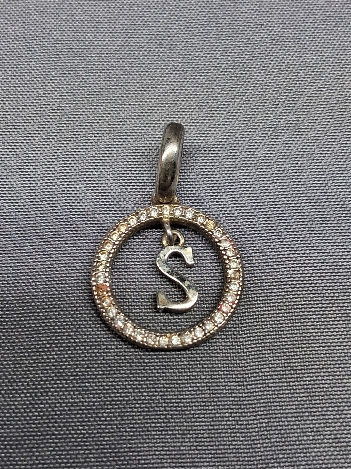 BSI 925 Sterling Silver Letter Iniital “S” W/Clear CZ’s Pendant 1″