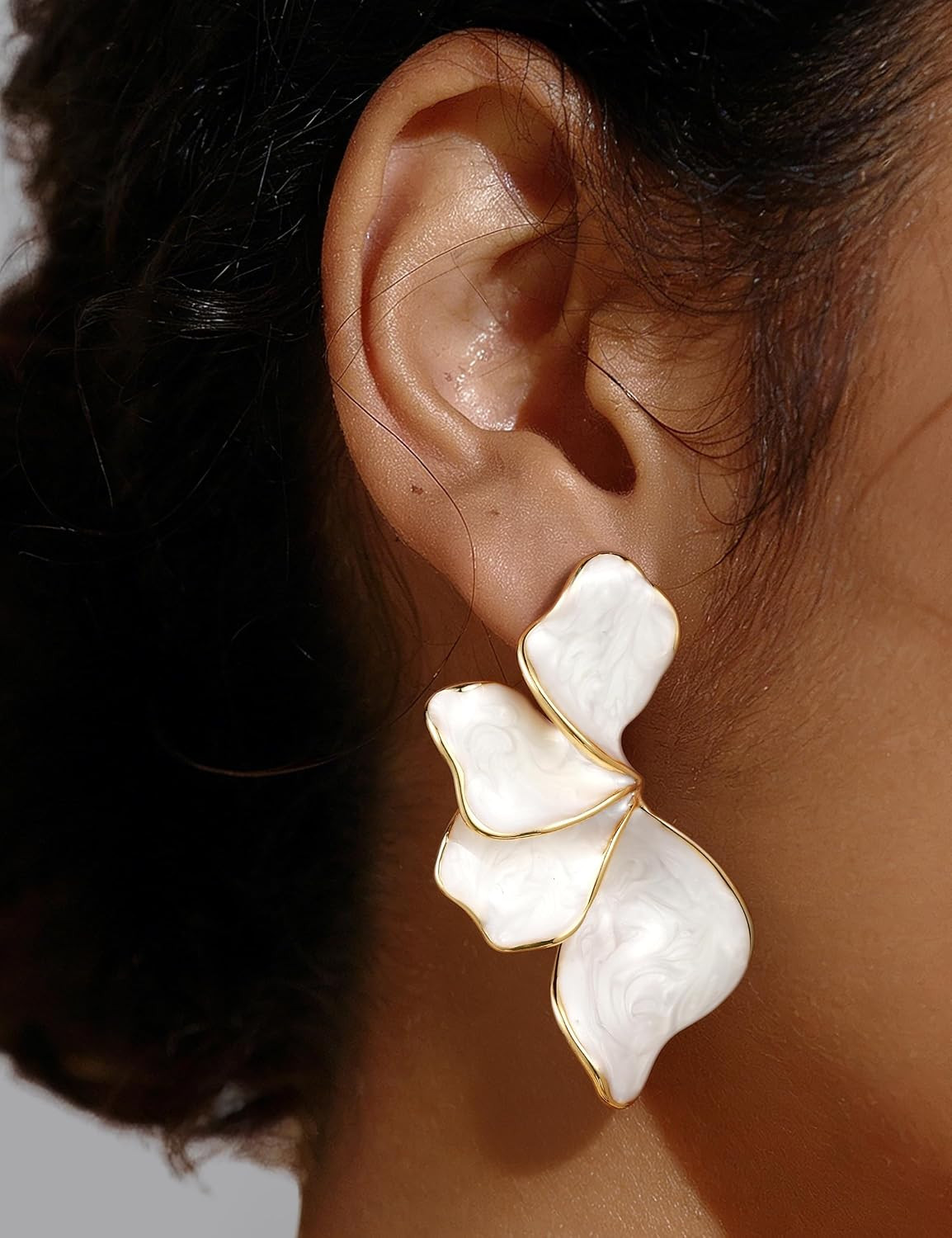 Gold Flower Statement Earrings for Women 14K Gold Plated Dangle Earrings Hypoall