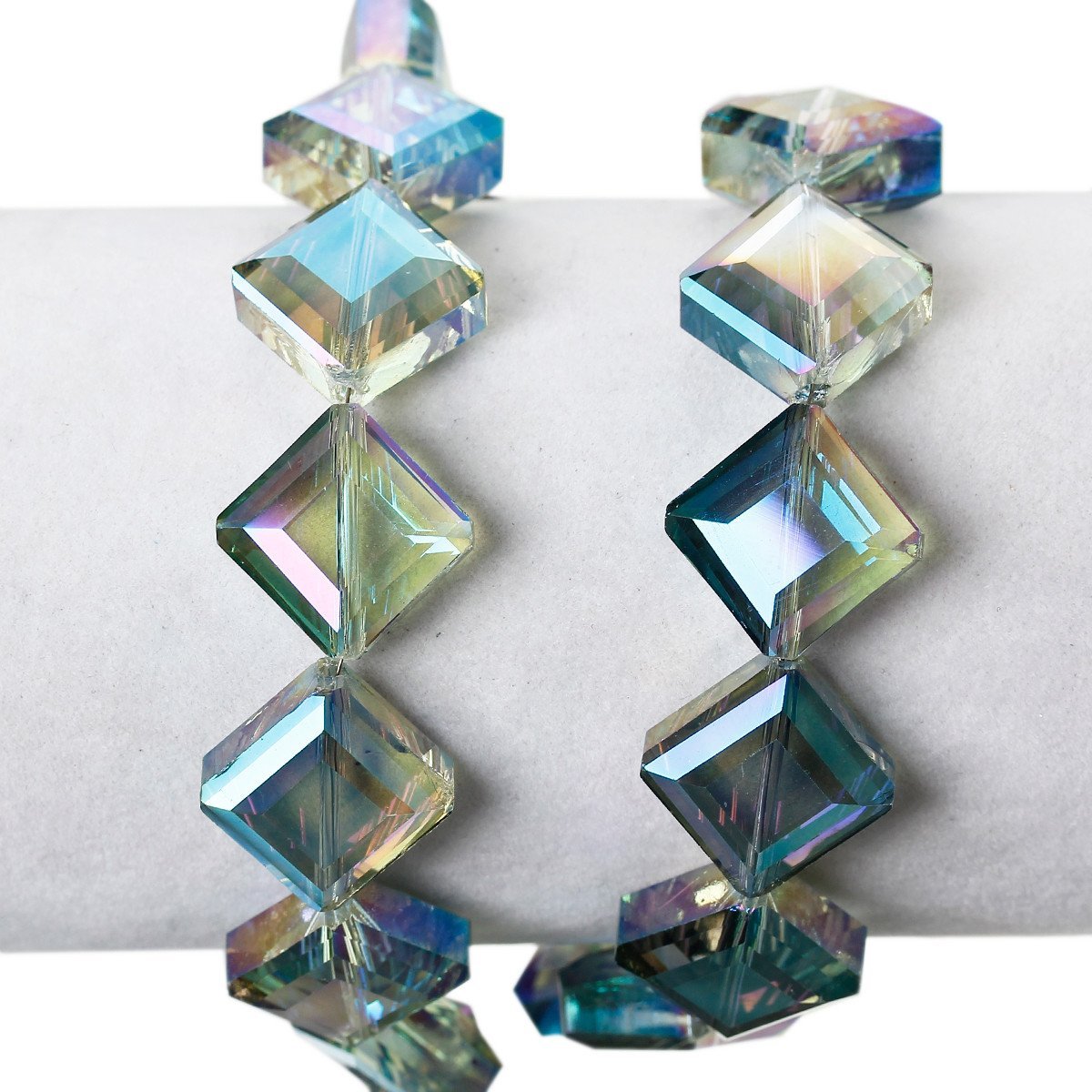 Sexy Sparkles1 Strand Rhombus Glass Loose Beads Faceted Cyan AB Color 17mm Appro