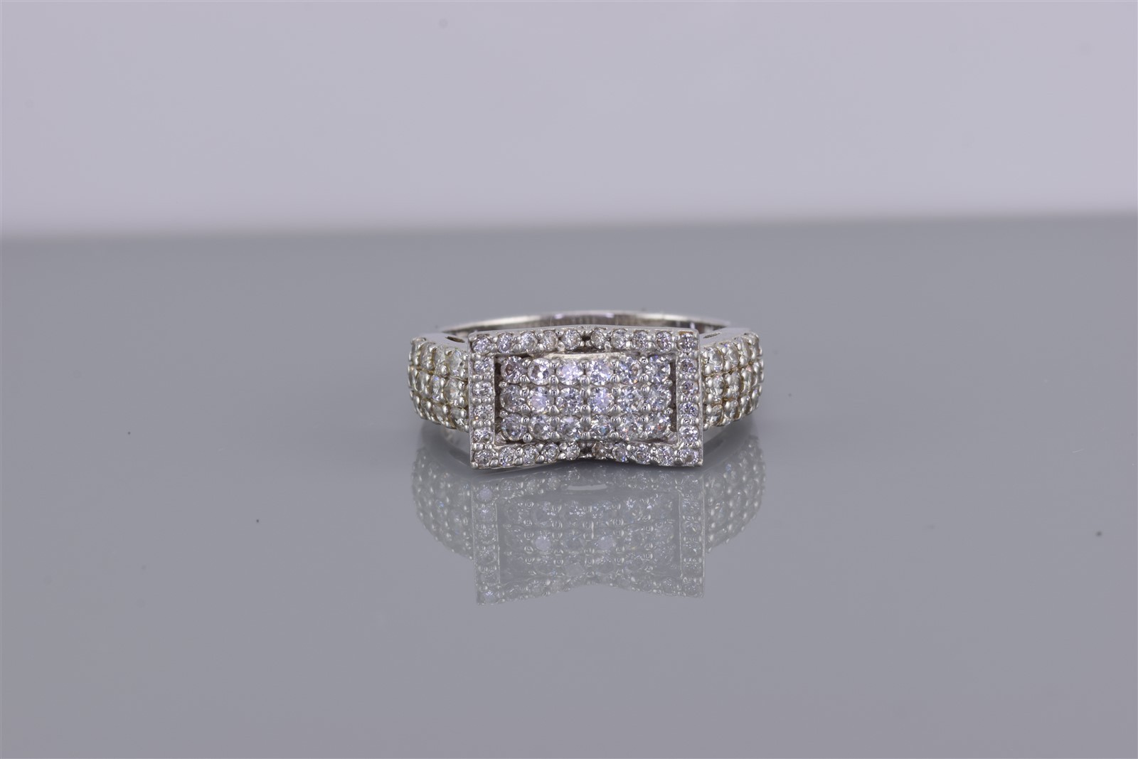 Sterling Silver Cubic Zirconia Pave Cluster Wedged Wing Band Ring 925 Sz: 9