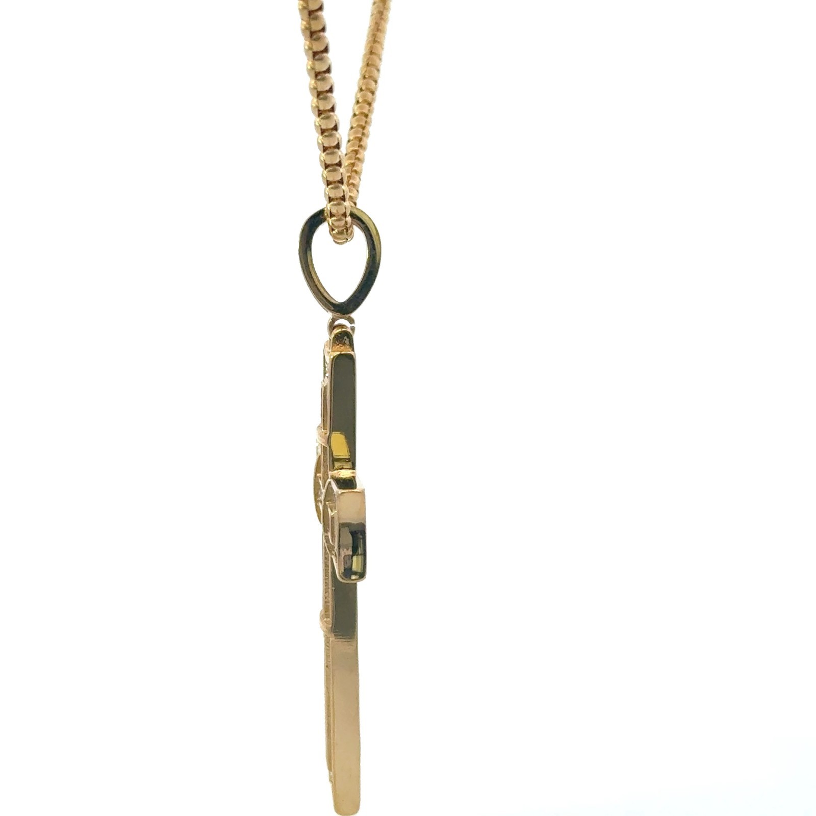 Tioneer Big Cross Cz 14K Gold Plated Steel Pendants with CZ 24 inch Box Chain