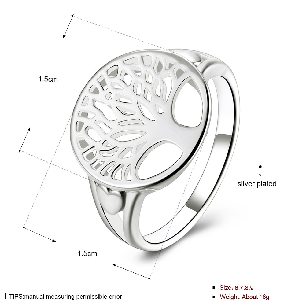 Sterling Silver Plated Ring Womens Tree Of Life B539