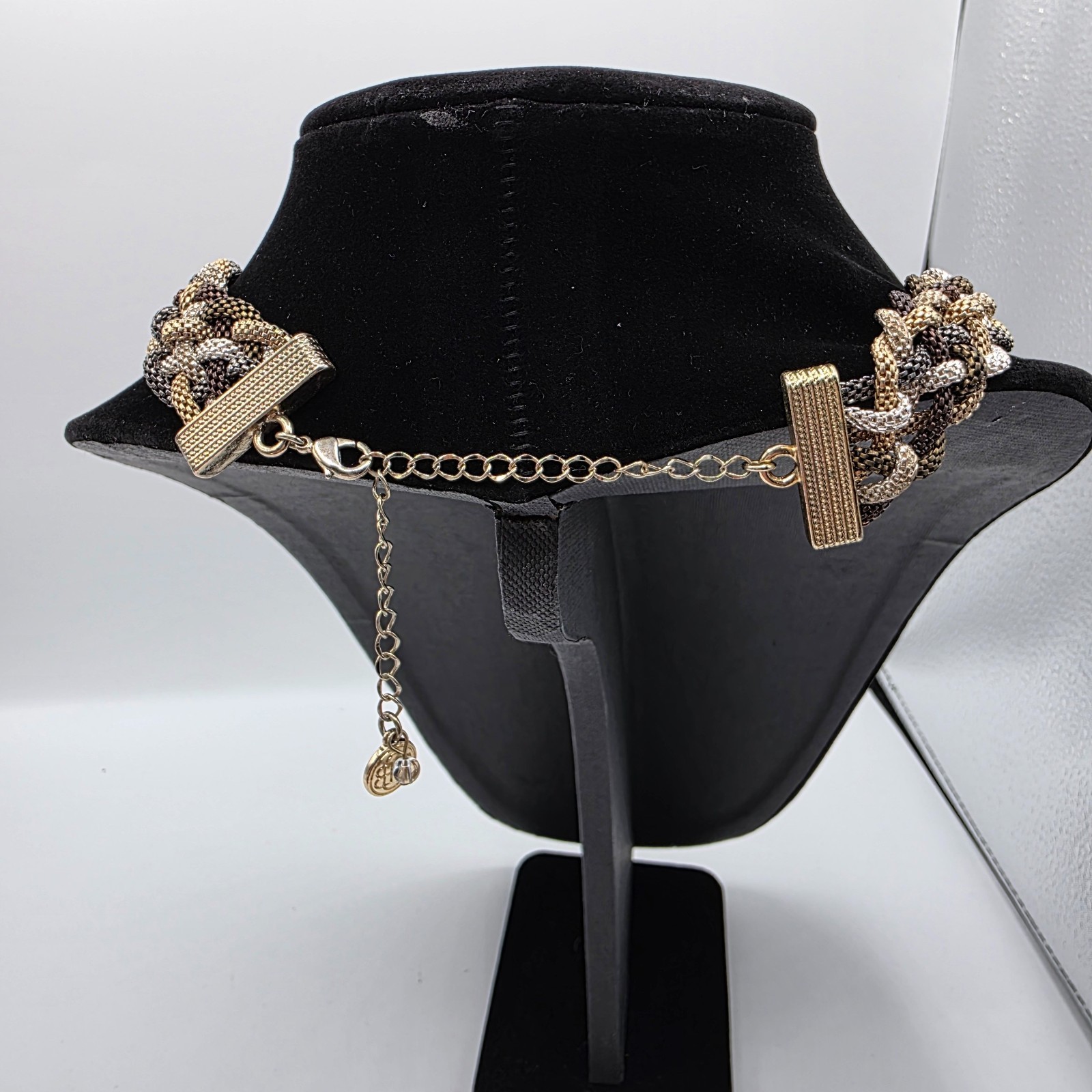 Bill Blass Womens Gold Tone Tri Color Braided Necklace Expandable Clasp 22″