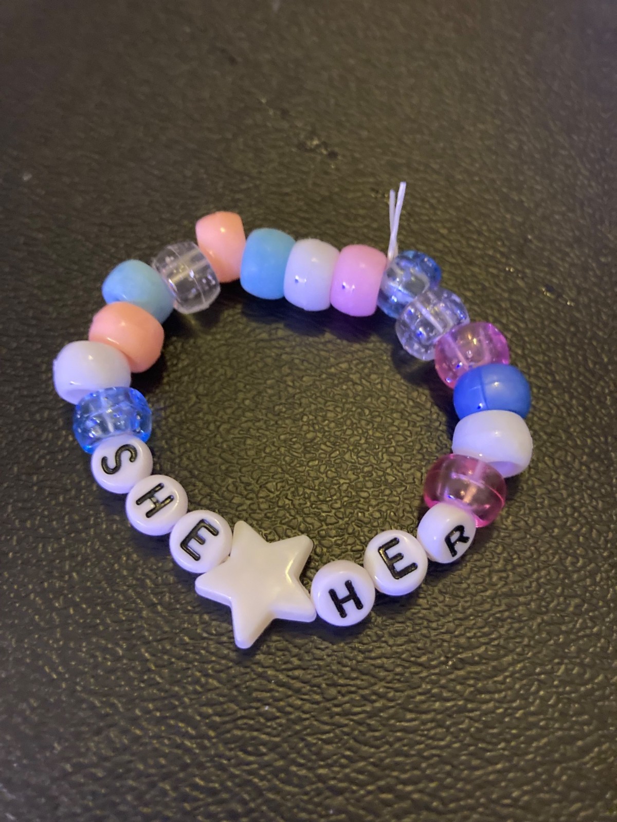 Trans Pride Kandi Bracelet – Handmade LGBTQ+ Beaded Bracelet – Trans Flag Colors
