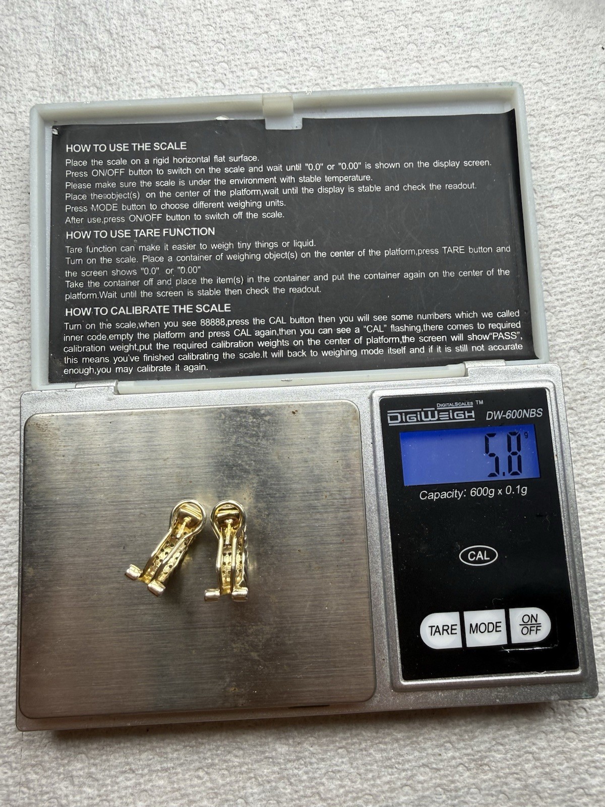 Gold Vermeil/925 Sterling Silver Iced Out Earrings 5.8 Grams CZ Stones