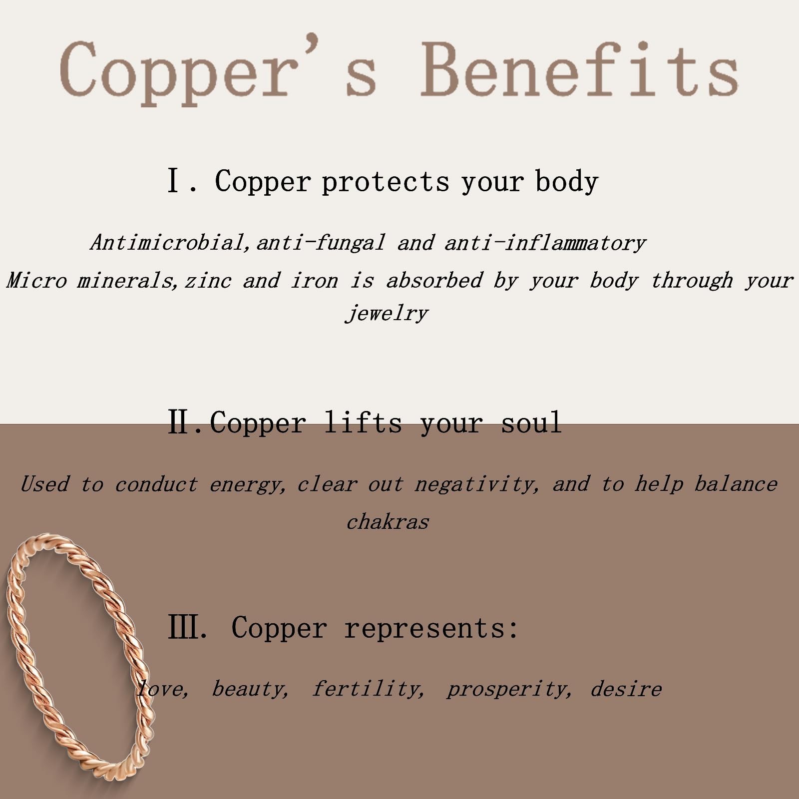 Copper Tensor Ring Set for Women & Men, Handmade Twisted Health Jewelry, Energy
