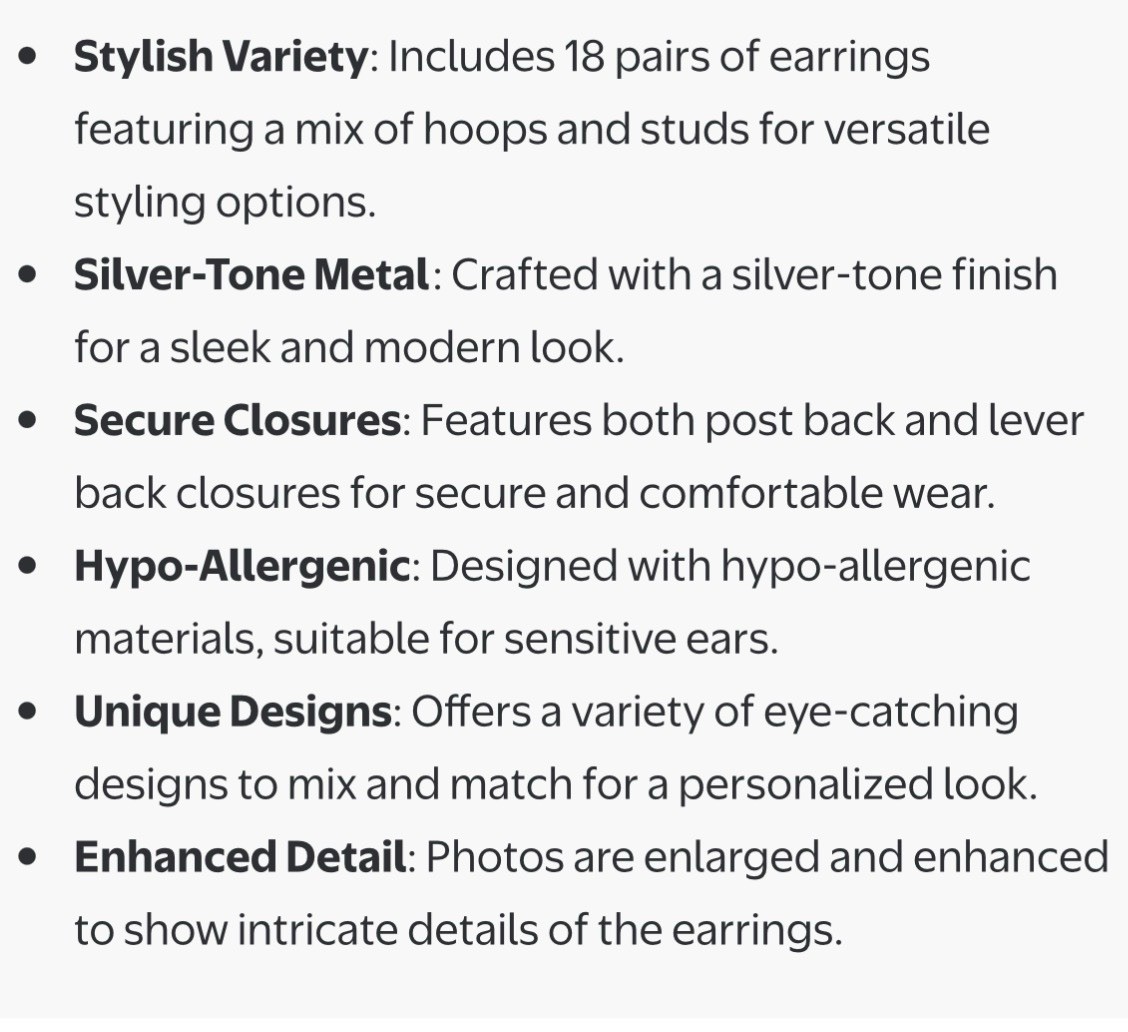 No Boundaries Women’s Hypo-allergenic Dangle & Stud 6 Pairs Earring Pack NWT