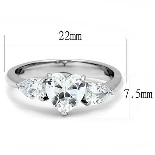 TK3138 – High polished (no plating) Stainless Steel Ring with AAA Grade CZ in