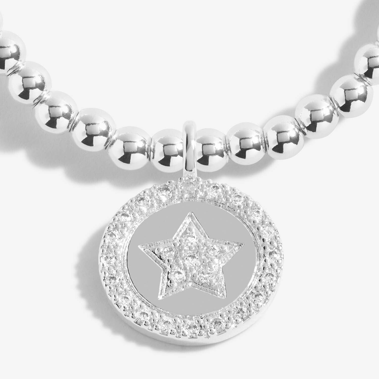 Joma Jewellery Silver Plated Beaded Bracelet A Little GOOD LUCK + Gift Bag 5807