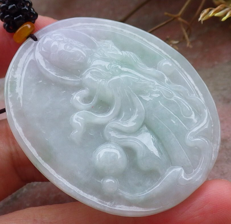 Video Certified Burma Natural A JADE JADEITE PENDANT Guanyin Kwan Yin 401002 TS