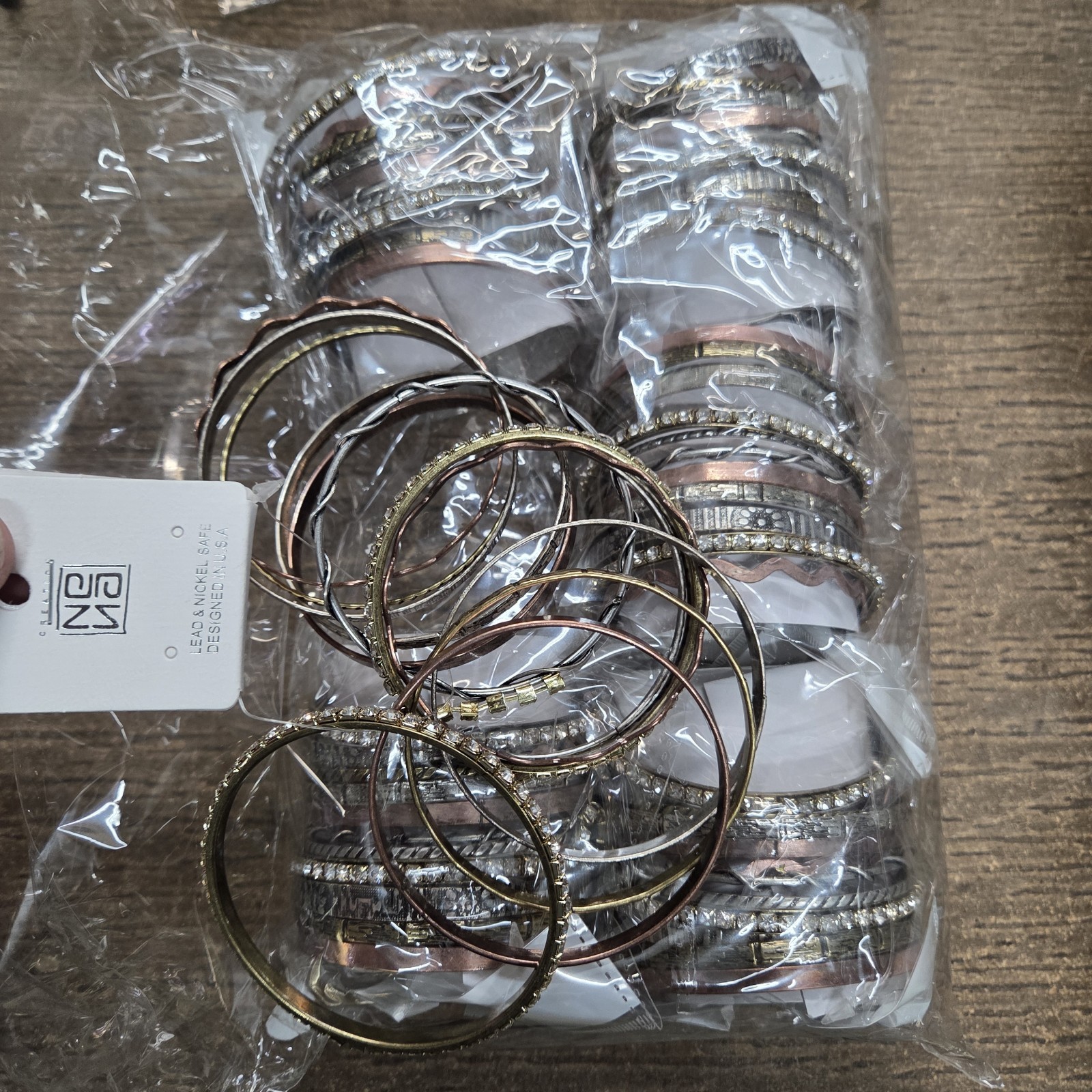 Set of 16ct Copper Stainless-Silvr Tone Ast Stackable Bangle Bracelets Lot Of 6!