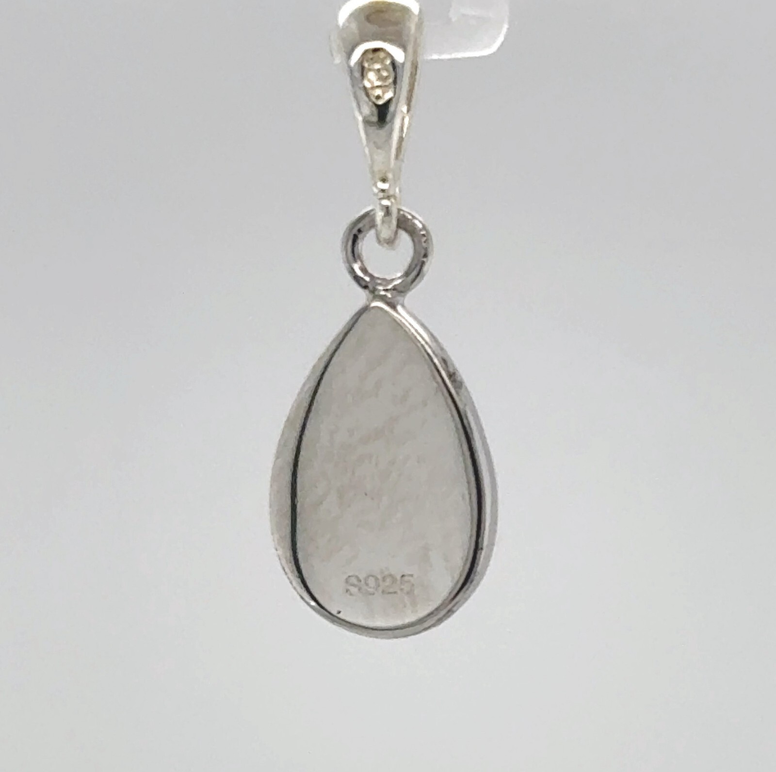 Green FIRE OPAL Drop / Pear Pendant – 925 STERLING SILVER – Rhodium #38e