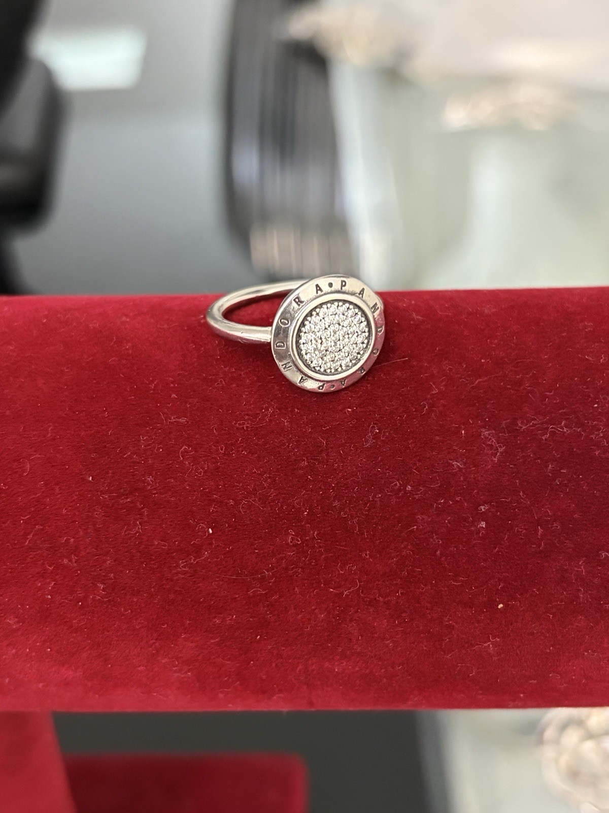 PANDORA Pavé Circle Logo Halo Ring Sterling Silver 925 CZ Size 5 190912CZ