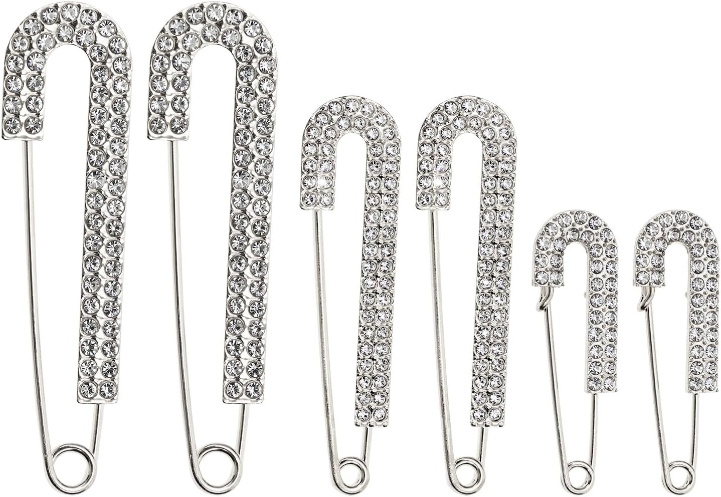 Rhinestone Safety Pins 6Pcs Faux Crystal Brooch Clips for Women