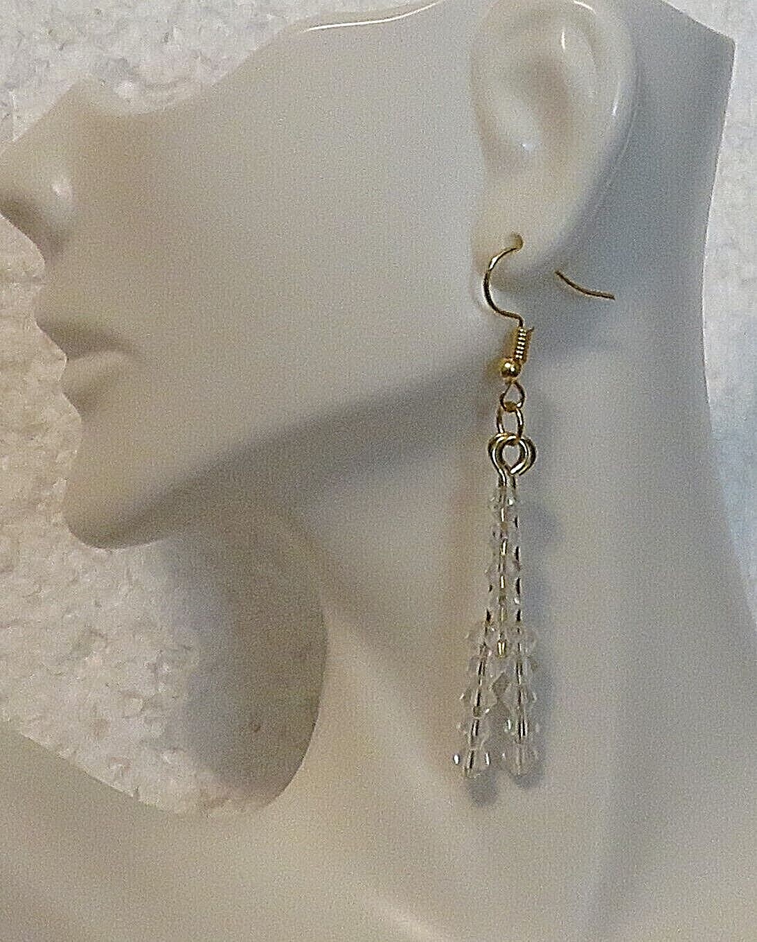 Holiday Icicle Sticks 2″ Clear Crystal Earrings Hook Dangle Party Wedding Beauty