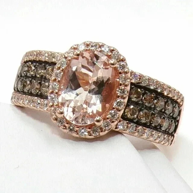 Cocktail Wedding Ring Oval Cut Simulated Chocolate Diamond 14K Rose Gold Plated
