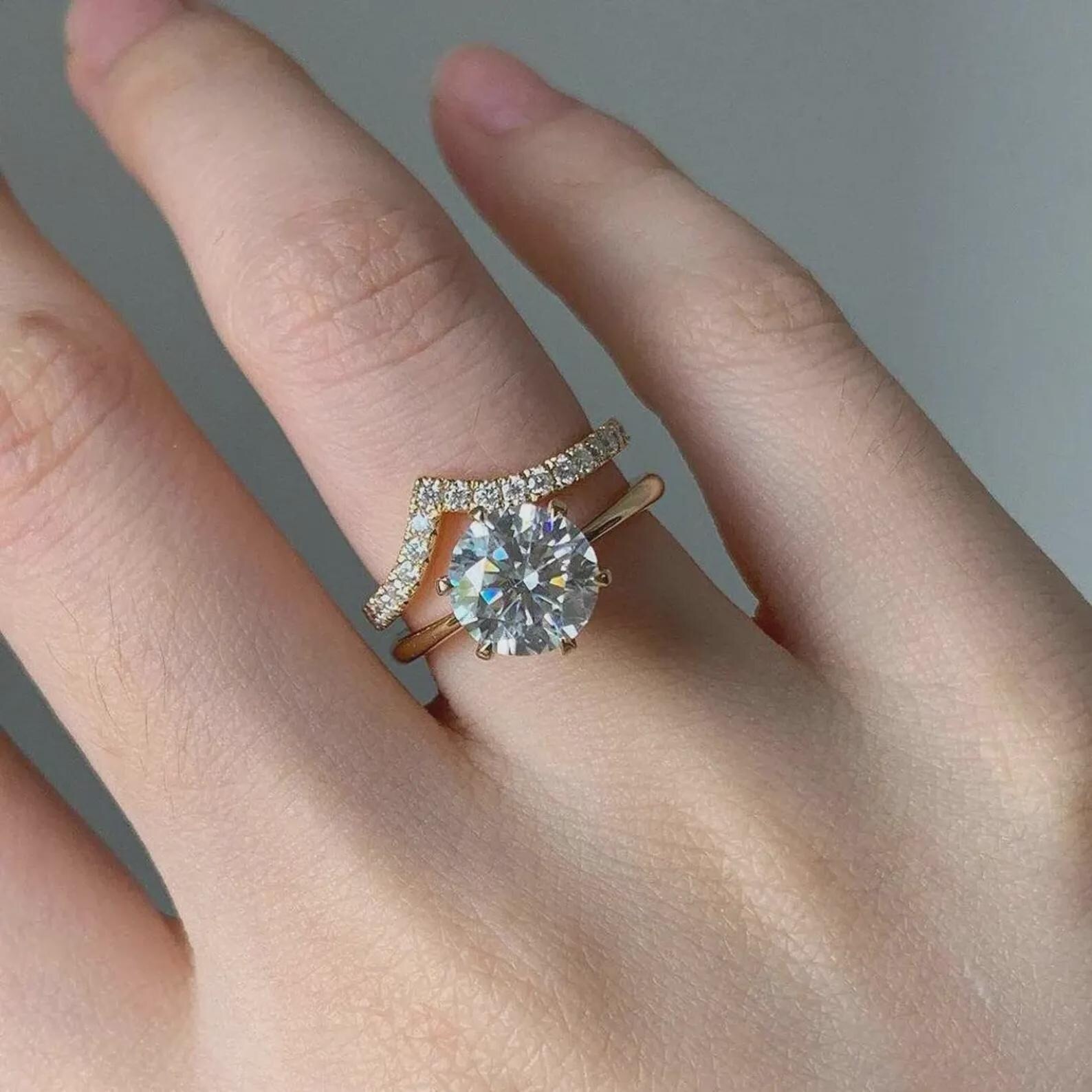 Round Cut Moissanite Ring Set Moissanite Engagement Ring Set Promise Bridal Ring