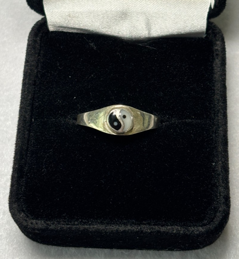 Yin Yang Ring 925 Sterling Silver Dainty Signet Style