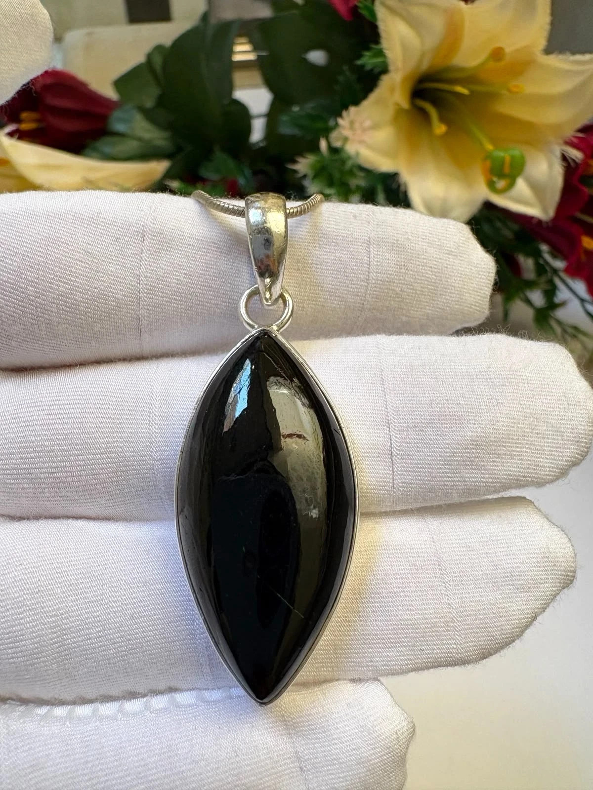 Black Tourmaline Pendant 46.20Ct 925 Sterling Silver Necklace Gemstone